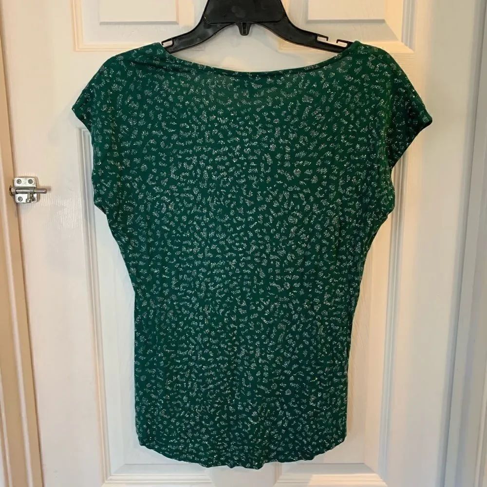 Jennifer Lopez Green Sparkle Top Size Small - Picture 2 of 6